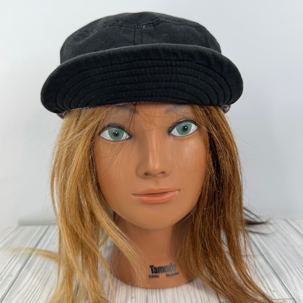Vans Reversible Trenches Black Plaid Flannel Ear Flap Cap Women's Size SM NEW - Picture 5 of 15